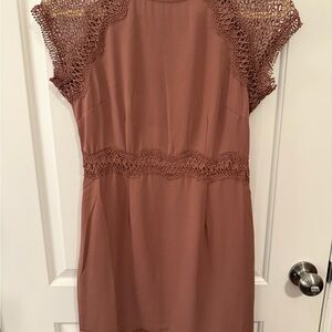 Sugarlips Lace Accent Mauve Mini Dress